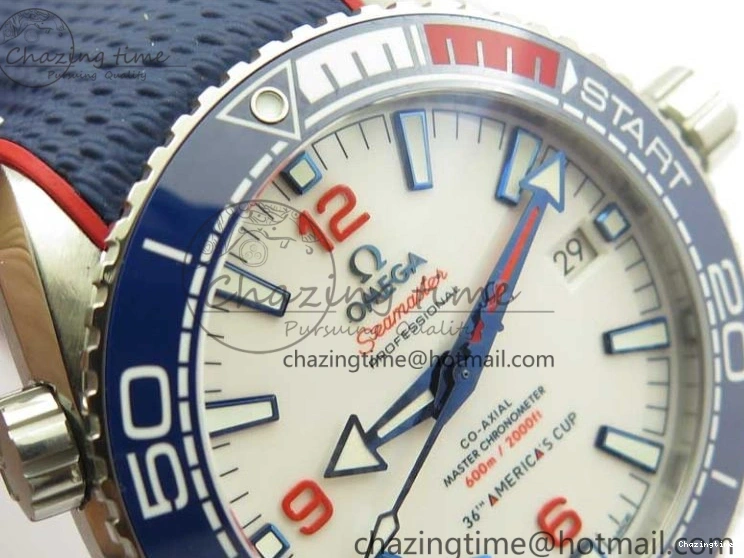 0117 Comfortable Planet Ocean 43.5mm America’s Cup VSF Best Edition White Dial On Blue Gummy Strap A 7900